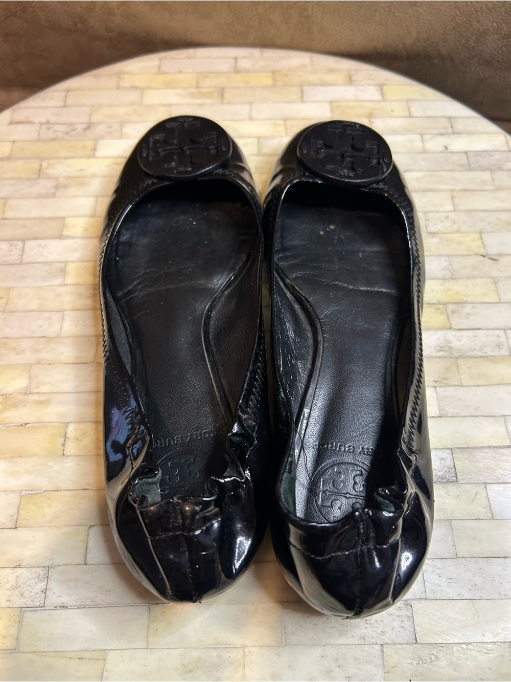 Tory Burch Reva black patent leather ballet flats size 7.5 - Picture 3 of 6